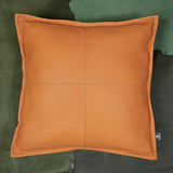 QAWACH Mustard Flavia Box Genuine Leather Pillow Cover |