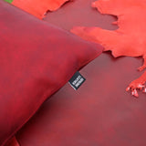 QAWACH Dark Red Genuine Leather Pillow Cover