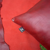 QAWACH Dark Red Genuine Leather Pillow Cover