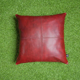 QAWACH Dark Red Genuine Leather Pillow Cover