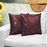 QAWACH Twilight Red Genuine Leather Pillow Cover