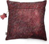 QAWACH Twilight Red Genuine Leather Pillow Cover