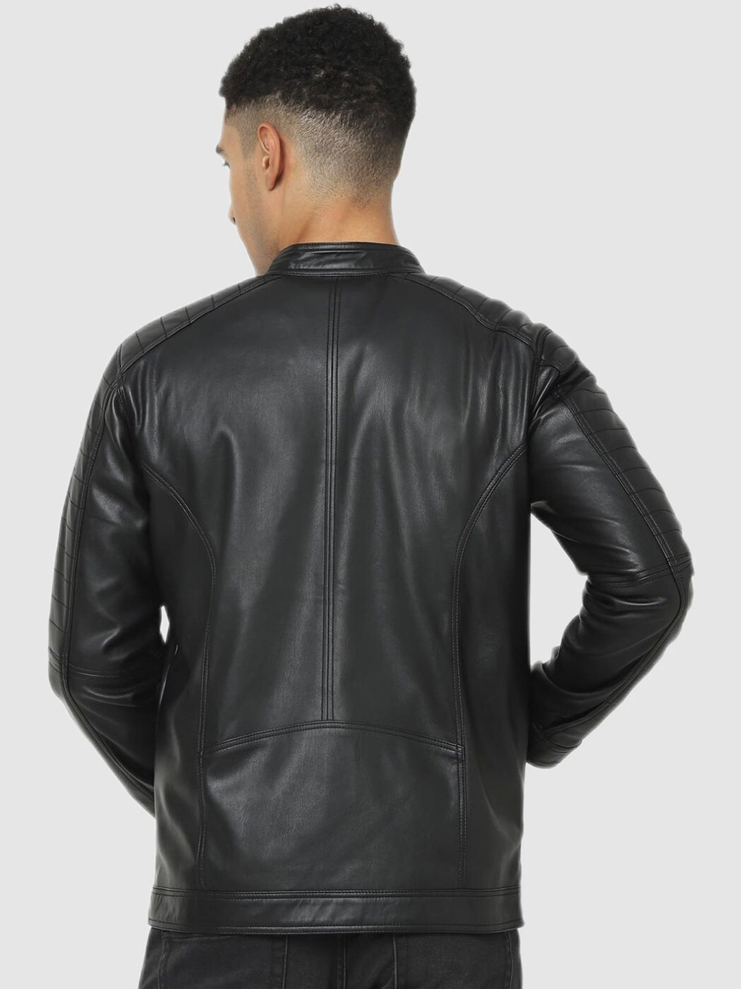 Men Genuine Leather Jacket Biker | QAWACH