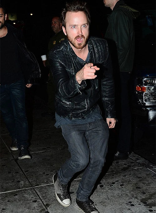 Aaron Paul Arcade Fire Concert Leather Jacket