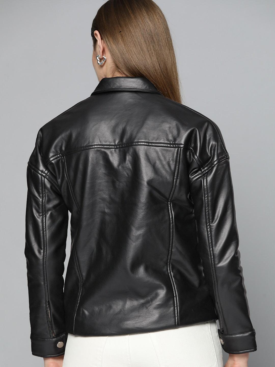 Women Black Biker Jacket - Qawach Leather