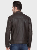 Buy Stand Collar Lightweight Leather Jacket | QAWACH