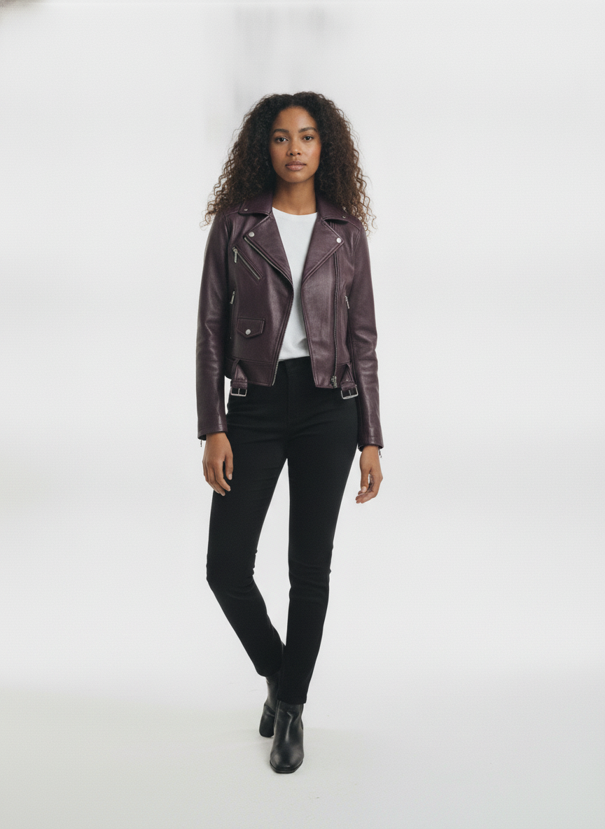 Alicia Vikander Leather Jacket - front view