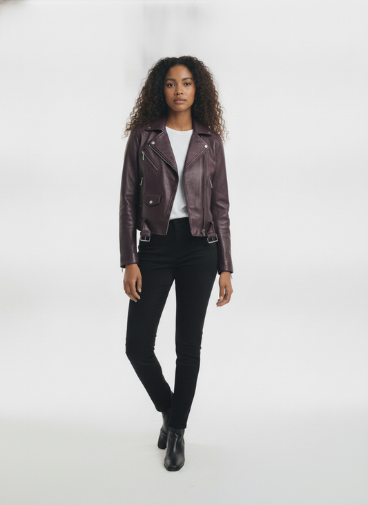 Alicia Vikander Leather Jacket - front view