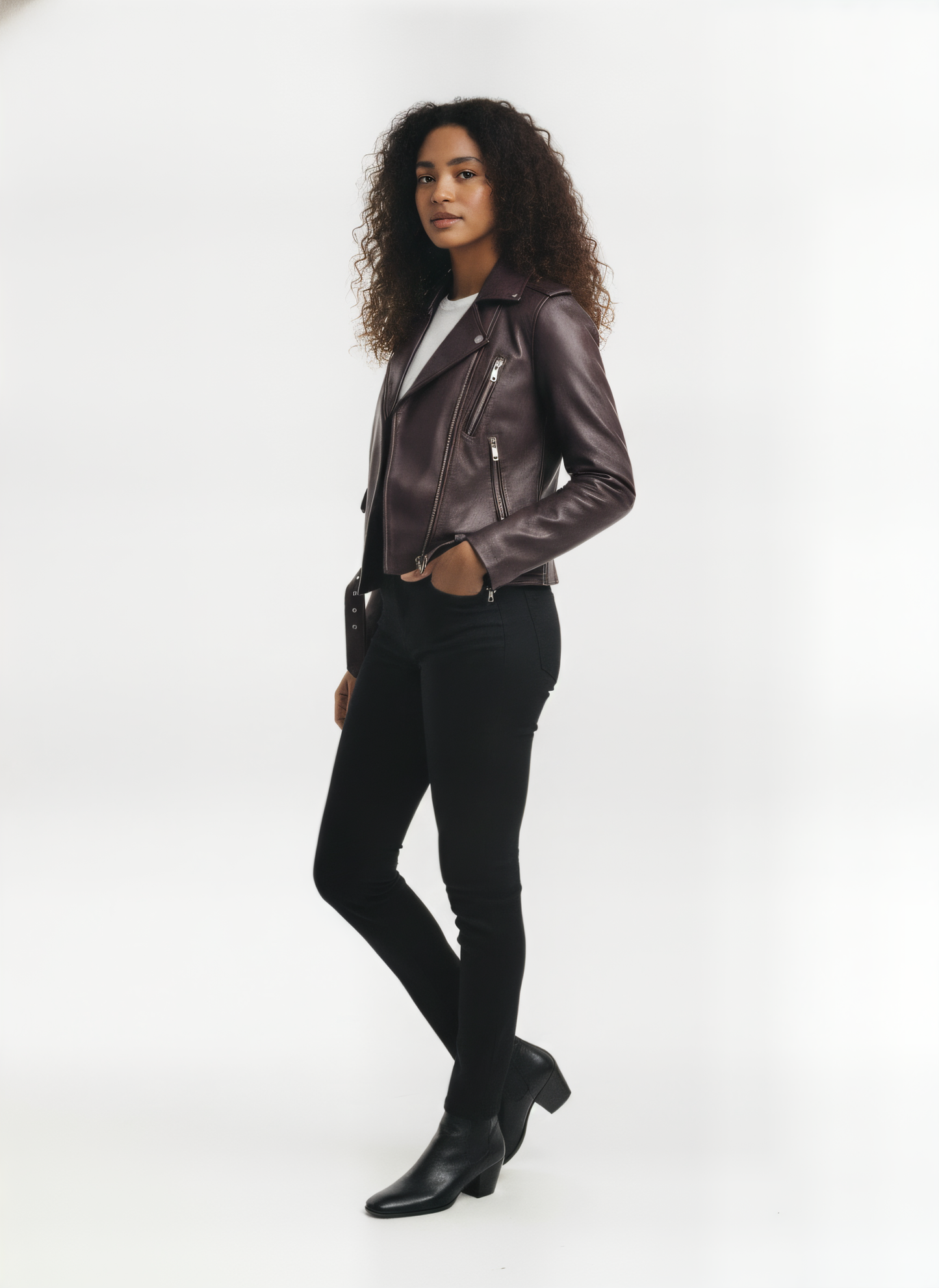 Alicia Vikander Leather Jacket - side view