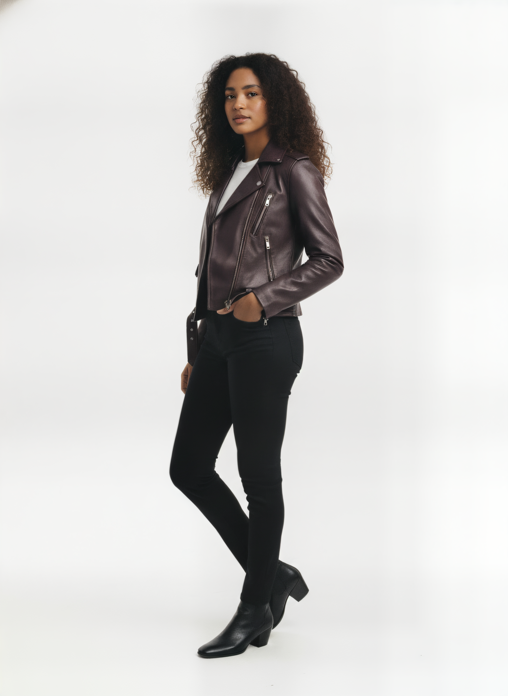 Alicia Vikander Leather Jacket - side view
