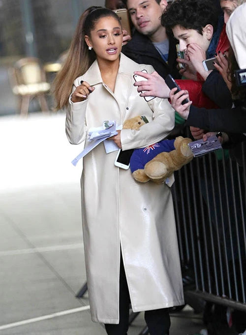 Ariana Grande Leather Long Coat