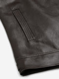 Men Coffee Brown Solid Leather Jacket | QAWACH