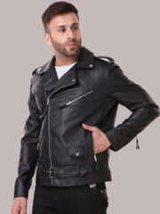 Buy Men Black Biker Jacket | QAWACH