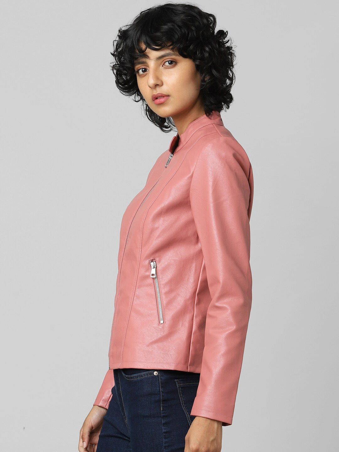 Women Pink Biker Jacket | QAWACH