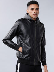 Shop Men Black Lightweight Biker Jacket | QAWACH