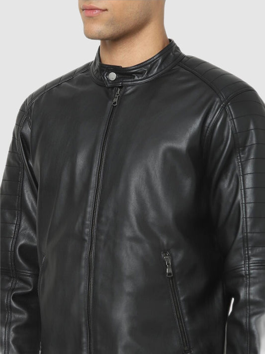 Men Genuine Leather Jacket Biker | QAWACH