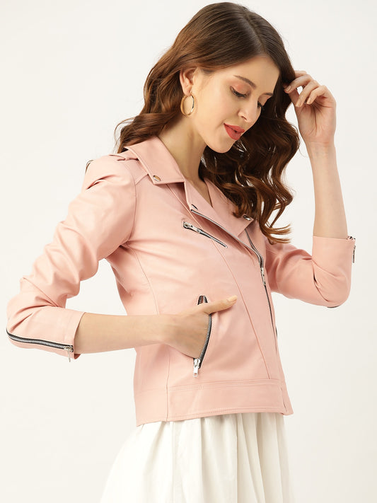 Women Leather Biker Jacket | QAWACH