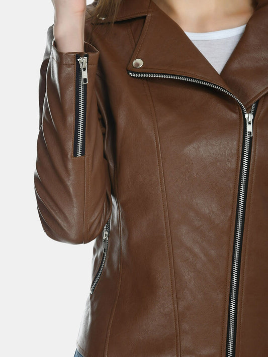 Tan Leather Lightweight Crop Leather Jacket | QAWACH