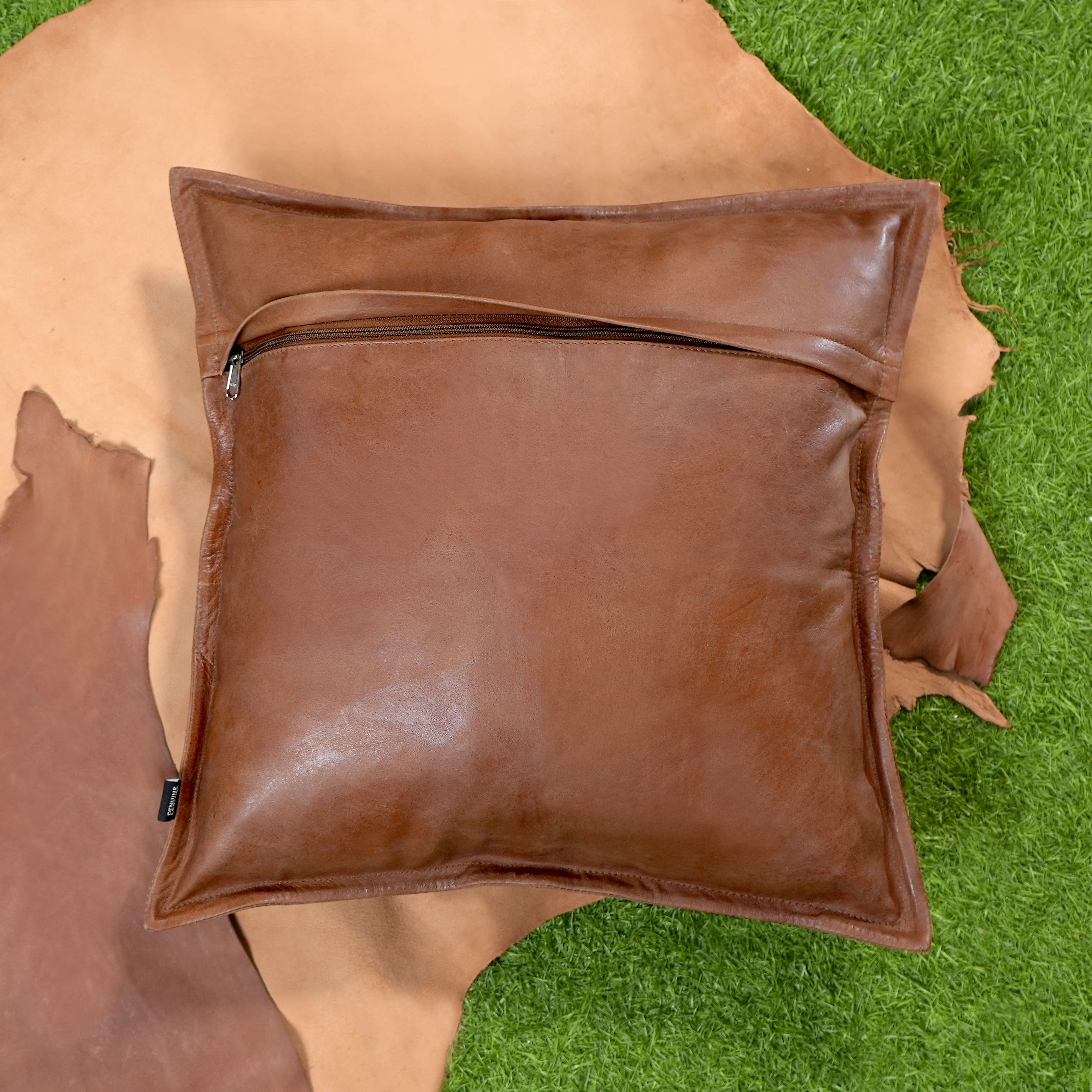 Dark Antique Brown Leather Pillow Cover Sale Online | QAWACH