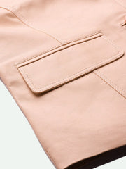 Women Pink Genuine Leather Blazer | QAWACH