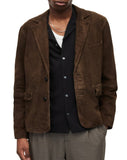 Brown Genuine Leather Suede Blazer | QAWACH