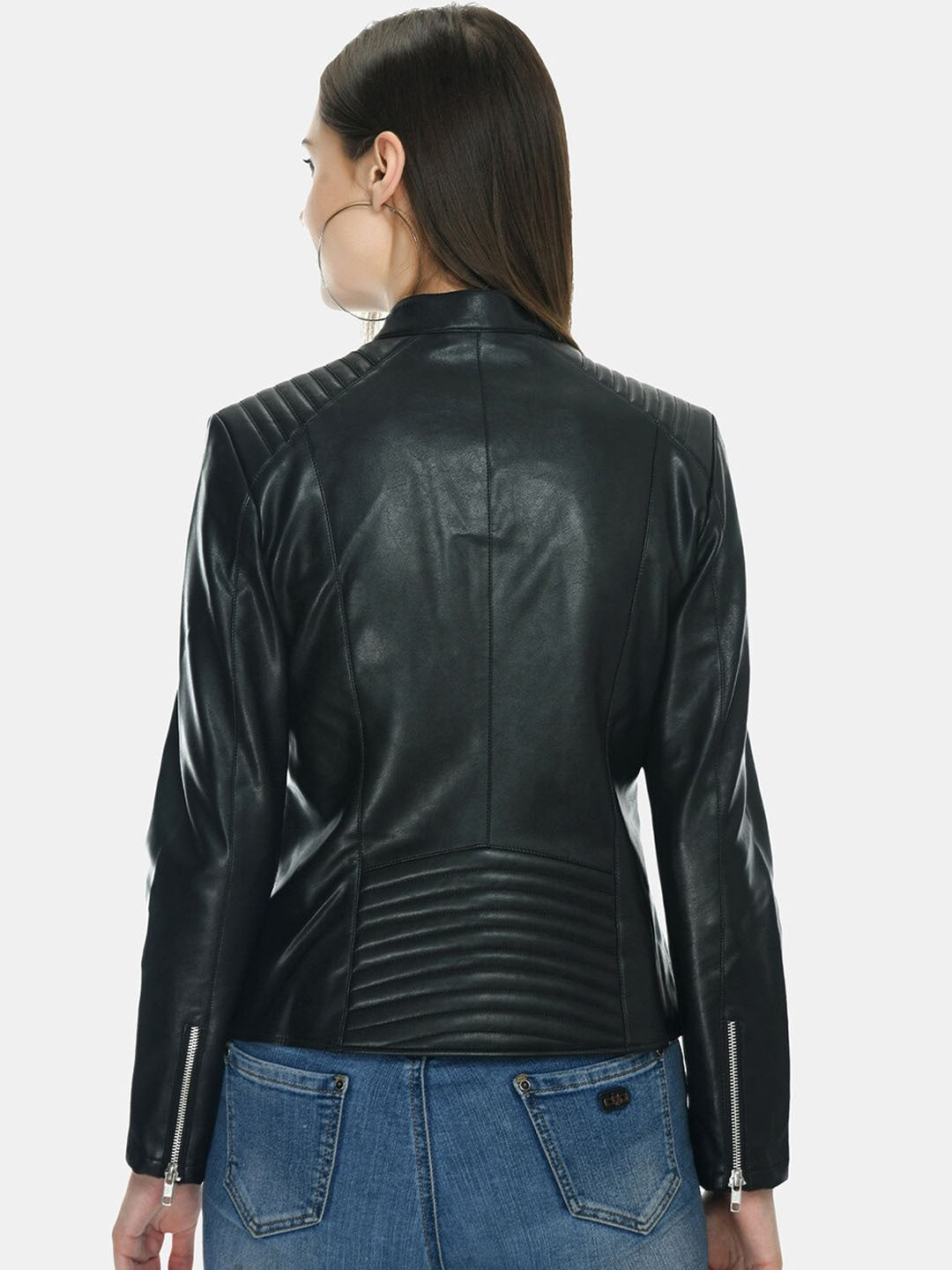 Stand Collar Lightweight Leather Jacket Online | QAWACH