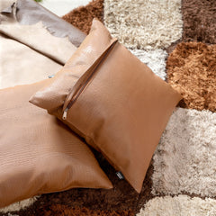 Brown Croc Pattern Leather Pillow Cover | QAWACH