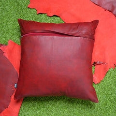 Dark Red Leather Pillow Cover Online | QAWACH