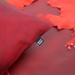 Dark Red Leather Pillow Cover Online | QAWACH