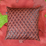 Brown Quilted Pattern Leather Pillow Cover | QAWACH