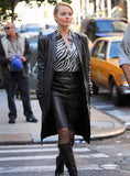 Margot Robbie Wolf Of Wall Street Leather Long Coat