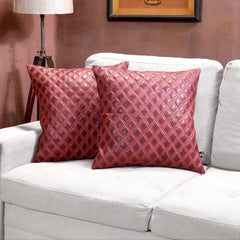 Shop Maroon Quilted Leather Pillow Cover | QAWACH