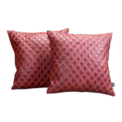 Shop Maroon Quilted Leather Pillow Cover | QAWACH