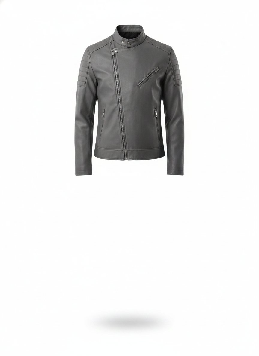 men-olive-green-solid-biker-jacket - ghost_front