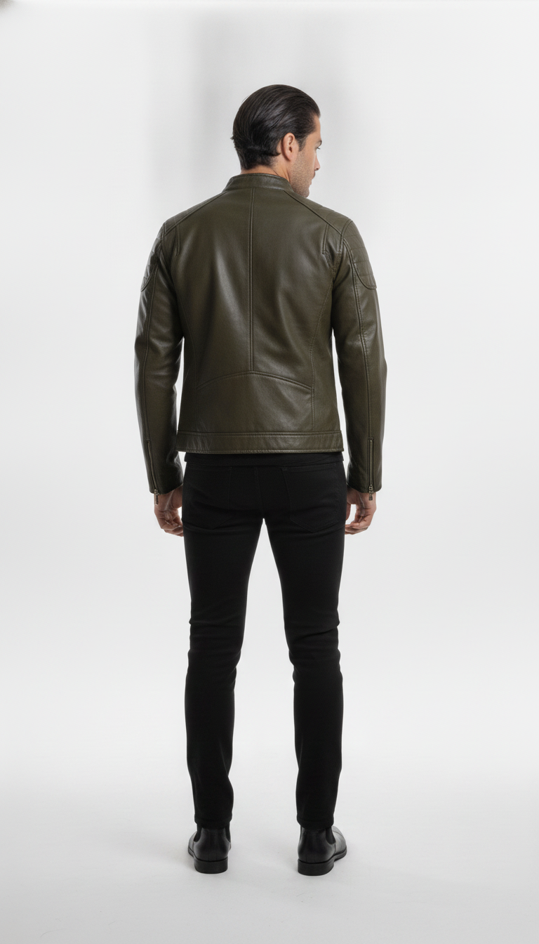 men-olive-green-solid-leather-biker-jacket - vton_rear