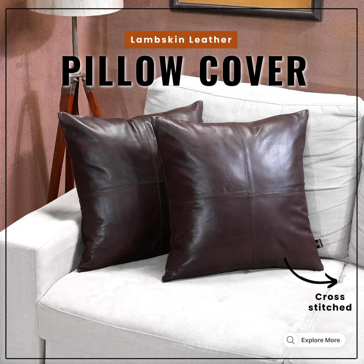 Lambskin leather pillow covers