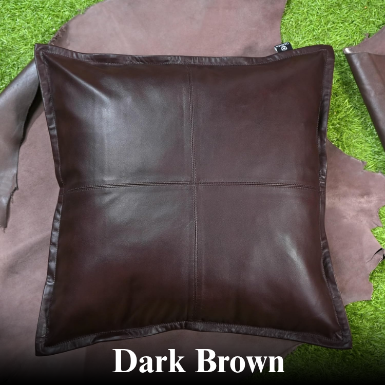 Dark brown leather pillow cover