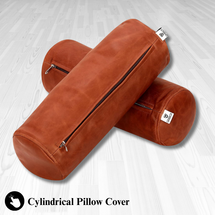 Cylindrical leather pillow covers
