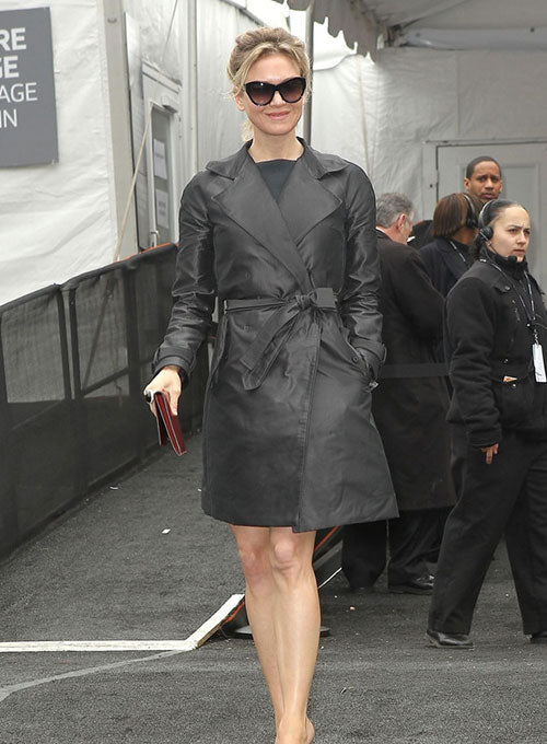 Renee Zellweger Leather Long Coat