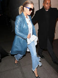 Rita Ora Leather Long Coat