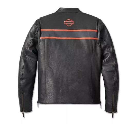 Harley Davidson Men's Motorcycle Rumble Color Vintage Black Leather Jacket Men
