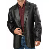 Qawach Brand New Men's Genuine soft Lambskin Leather Blazer Jacket Two Button Coat Slim