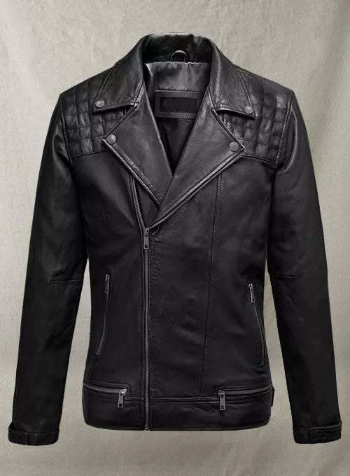 Ironwood Black Biker Leather Jacket Quilted Handmade Pure Leather Jacket For Men