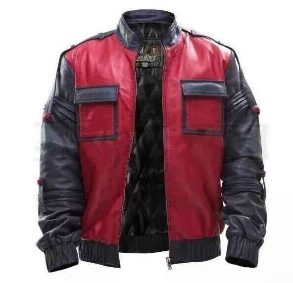 Qawach Marty McFly Back To The Future Part 2 Michael J.Fox Real Leather Jacket Lambskin