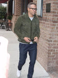 Qawach Ryan Reynolds Green Leather Trucker Jacket for Men Pure Suede Custom Made