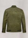 Qawach Ryan Reynolds Green Leather Trucker Jacket for Men Pure Suede Custom Made