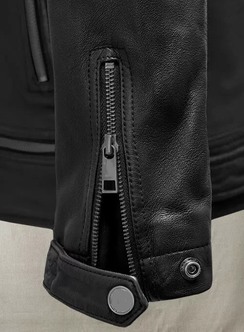 Ironwood Black Biker Leather Jacket Quilted Handmade Pure Leather Jacket For Men