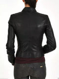 Women's Genuine Lambskin Leather Stylish Jacket Biker Motorcycle Slim Fit Coat