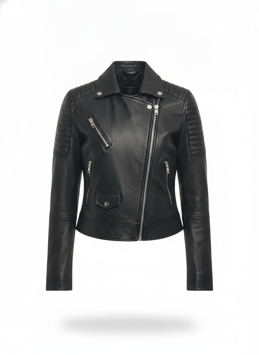 women-black-leather-crop-outdoor-biker-jacket - ghost_front