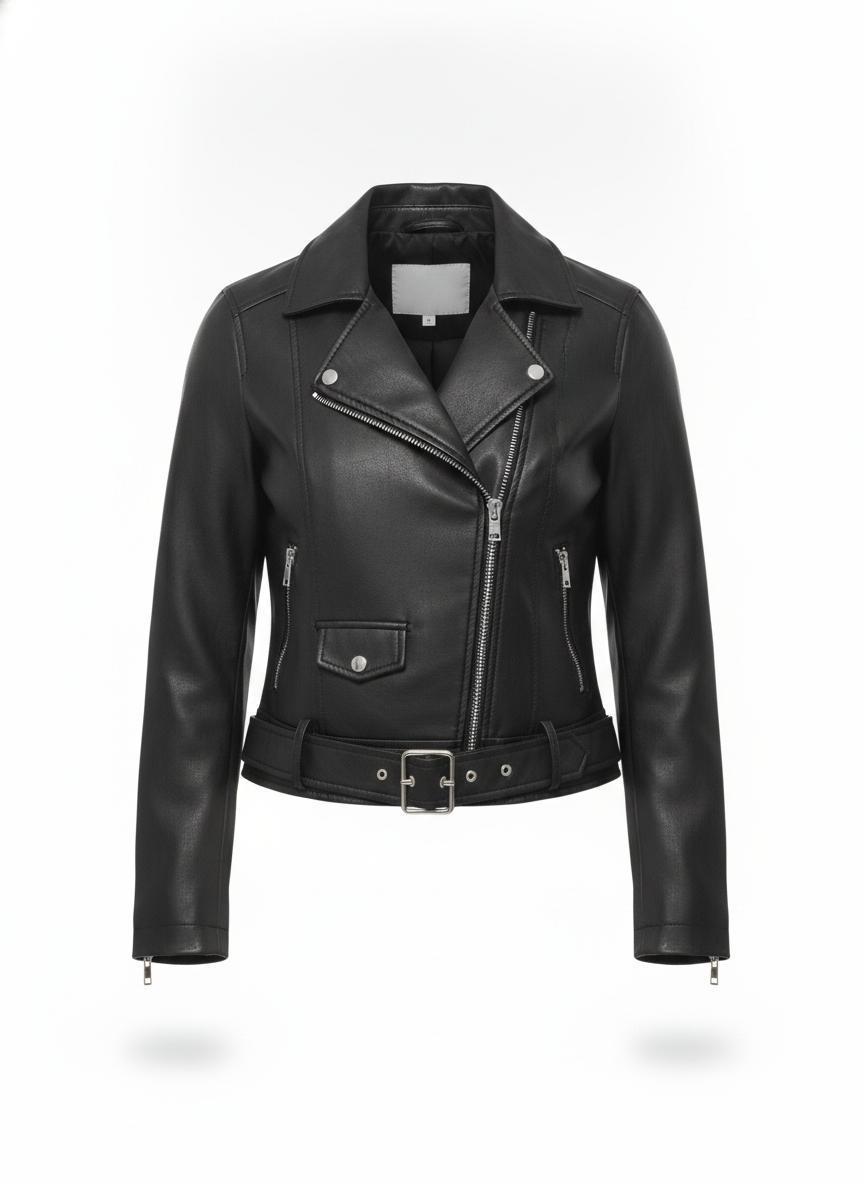 women-black-solid-asymmetric-closure-leather-jacket - ghost_front